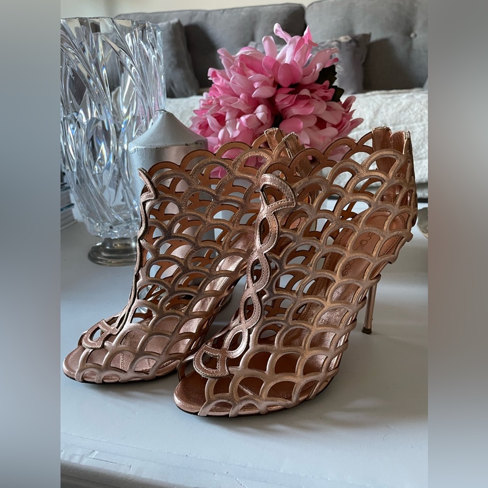 Sergio Rossi Rose Gold cage heels - Size 38 Made in Italy